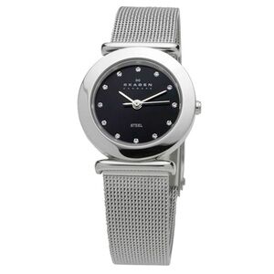 Skagen Women’s Black Swarovski Crystal Dial Mesh Watch